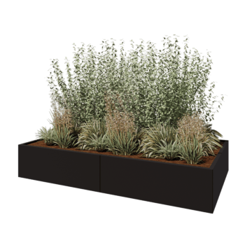 Ζαρντινιέρα XXL από χάλυβα - Ορθογώνιο - 240 x 120 x 40 cm - RAL9005 ματ (μαύρο) - Με πλάκα βάσης