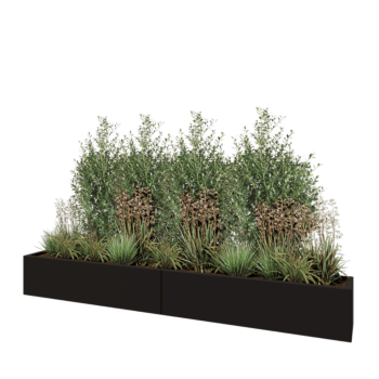 Ζαρντινιέρα XXL από χάλυβα - Ορθογώνιο - 240 x 30 x 30 cm - RAL9005 ματ (μαύρο) - Με πλάκα βάσης