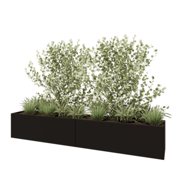 Ζαρντινιέρα XXL από χάλυβα - Ορθογώνιο - 240 x 40 x 40 cm - RAL9005 ματ (μαύρο) - Χωρίς πλάκα βάσης