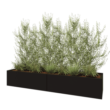 Ζαρντινιέρα XXL από χάλυβα - Ορθογώνιο - 240 x 60 x 40 cm - RAL9005 ματ (μαύρο) - Με πλάκα βάσης