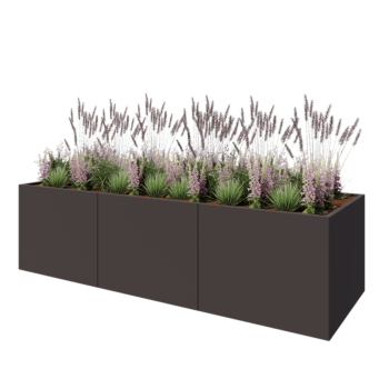 Ζαρντινιέρα XXL από χάλυβα - Ορθογώνιο - 300 x 100 x 80 cm - RAL7016 ματ (ανθρακί γκρι) - Με πλάκα βάσης