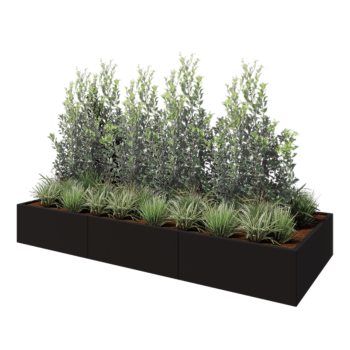 Ζαρντινιέρα XXL από χάλυβα - Ορθογώνιο - 300 x 120 x 40 cm - RAL9005 ματ (μαύρο) - Με πλάκα βάσης