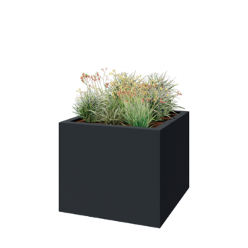 πολυεστερική γλάστρα - Τετράγωνο - 120 x 120 x 100 cm - RAL7021 ματ (μαύρο γκρι) - Με βάση