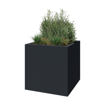 πολυεστερική γλάστρα - Τετράγωνο - 120 x 120 x 120 cm - RAL7021 ματ (μαύρο γκρι) - Με βάση