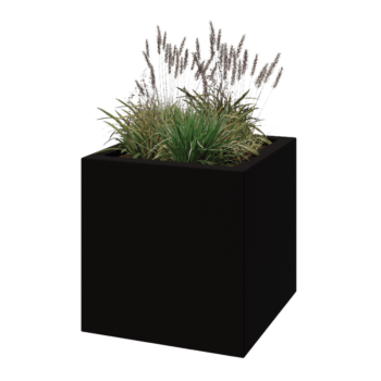 πολυεστερική γλάστρα - Τετράγωνο - 70 x 70 x 70 cm - RAL9005 ματ (μαύρο) - Με βάση
