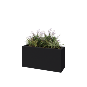 πολυεστερική γλάστρα - Ορθογώνιο - 100 x 30 x 50 cm - RAL7021 ματ (μαύρο γκρι) - Με βάση
