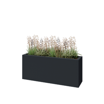 πολυεστερική γλάστρα - Ορθογώνιο - 120 x 30 x 50 cm - RAL7021 ματ (μαύρο γκρι) - Με βάση