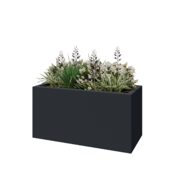 πολυεστερική γλάστρα - Ορθογώνιο - 120 x 50 x 40 cm - RAL7021 ματ (μαύρο γκρι) - Με βάση