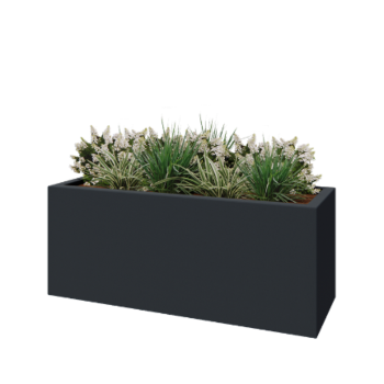 πολυεστερική γλάστρα - Ορθογώνιο - 150 x 50 x 60 cm - RAL7021 ματ (μαύρο γκρι) - Με βάση