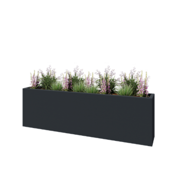 πολυεστερική γλάστρα - Ορθογώνιο - 200 x 30 x 60 cm - RAL7021 ματ (μαύρο γκρι) - Με βάση
