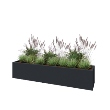 πολυεστερική γλάστρα - Ορθογώνιο - 200 x 40 x 40 cm - RAL7021 ματ (μαύρο γκρι) - Με βάση