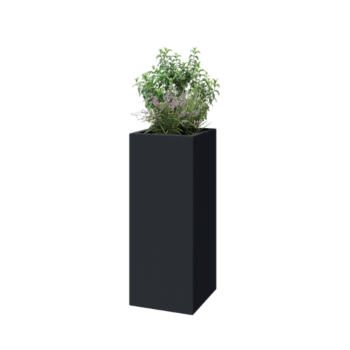 πολυεστερική γλάστρα - Τετράγωνο - 40 x 40 x 100 cm - RAL7021 ματ (μαύρο γκρι) - Με βάση