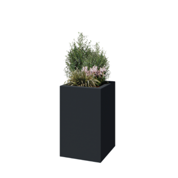 πολυεστερική γλάστρα - Τετράγωνο - 50 x 50 x 80 cm - RAL7021 ματ (μαύρο γκρι) - Με βάση