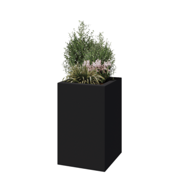 πολυεστερική γλάστρα - Τετράγωνο - 50 x 50 x 80 cm - RAL7021 ματ (μαύρο γκρι) - Με βάση