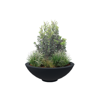 πολυεστερική γλάστρα - Μπολ - Ø 120 x 40 cm - RAL7021 ματ (μαύρο γκρι) - Με βάση