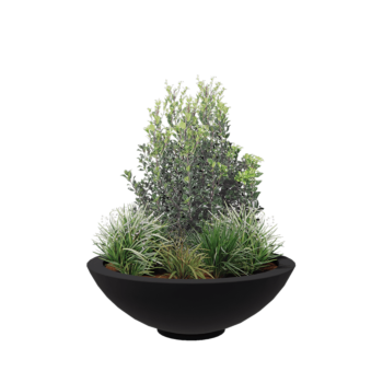 πολυεστερική γλάστρα - Μπολ - Ø 120 x 40 cm - RAL7021 ματ (μαύρο γκρι) - Με βάση