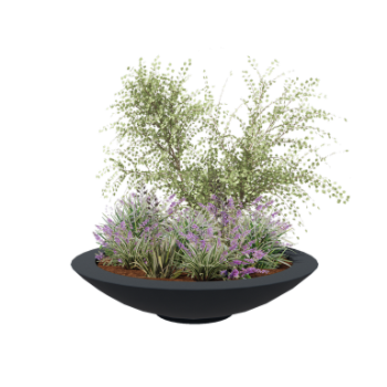 πολυεστερική γλάστρα - Μπολ - Ø 153 x 34 cm - RAL7021 ματ (μαύρο γκρι) - Με βάση