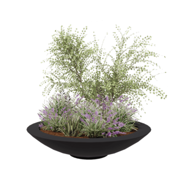 πολυεστερική γλάστρα - Μπολ - Ø 153 x 34 cm - RAL7021 ματ (μαύρο γκρι) - Με βάση