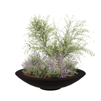 πολυεστερική γλάστρα - Μπολ - Ø 153 x 34 cm - RAL9005 ματ (μαύρο) - Με βάση