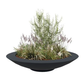 πολυεστερική γλάστρα - Μπολ - Ø 200 x 40 cm - RAL7021 ματ (μαύρο γκρι) - Με βάση