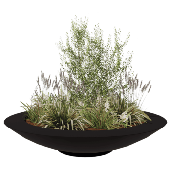 πολυεστερική γλάστρα - Μπολ - Ø 200 x 40 cm - RAL9005 ματ (μαύρο) - Με βάση