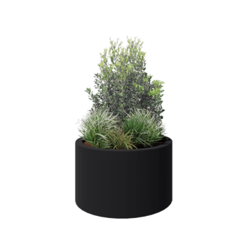 πολυεστερική γλάστρα - Στρογγυλό - Ø 100 x 60 cm - RAL7021 ματ (μαύρο γκρι) - Με βάση