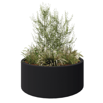 πολυεστερική γλάστρα - Στρογγυλό - Ø 150 x 60 cm - RAL7021 ματ (μαύρο γκρι) - Με βάση