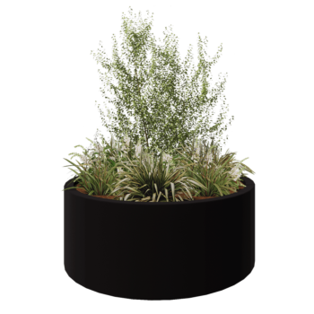πολυεστερική γλάστρα - Στρογγυλό - Ø 150 x 60 cm - RAL9005 ματ (μαύρο) - Με βάση
