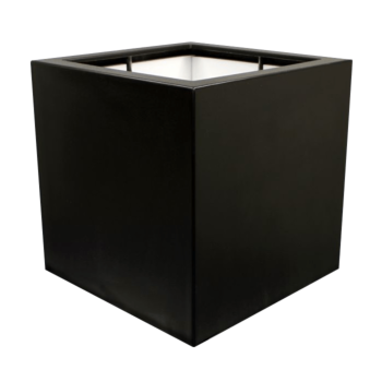 πολυεστερική γλάστρα - Τετράγωνο - 120 x 120 x 120 cm - RAL9005 ματ (μαύρο) - Με βάση
