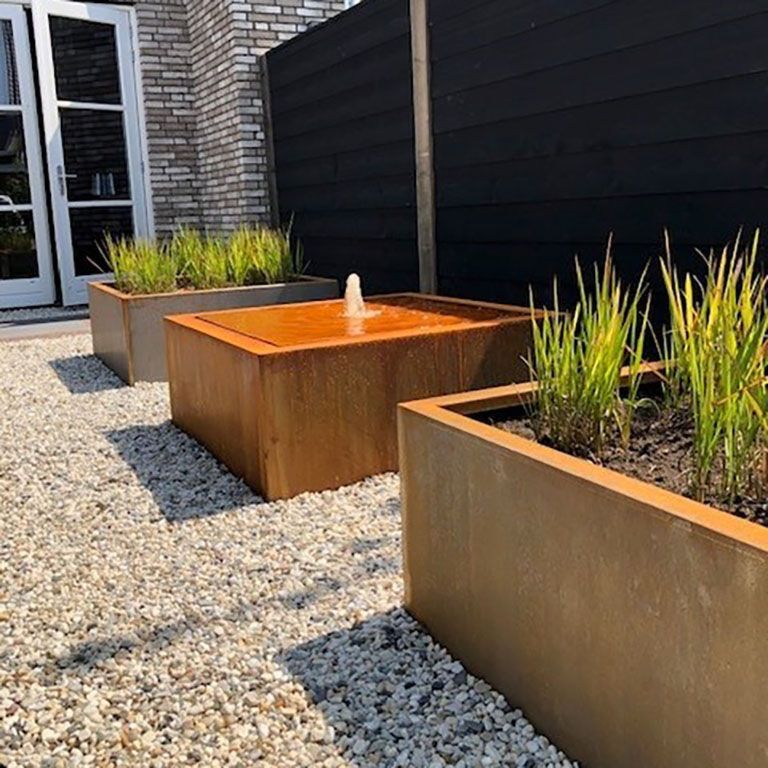 Συντριβάνι από ατσάλι corten 100 x 100 x 40 cm