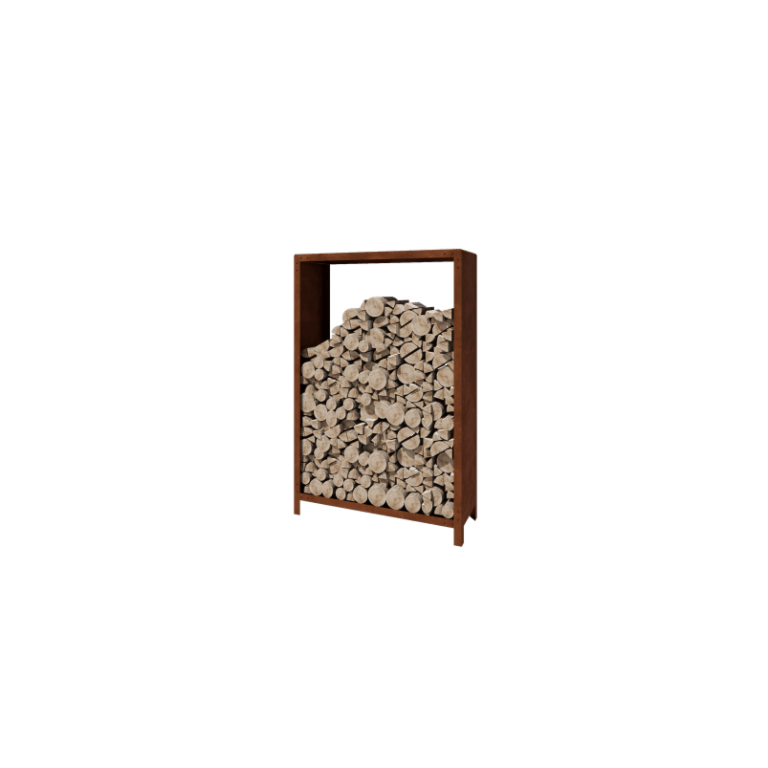 Ραφιέρα καυσόξυλων από ατσάλι corten Indiana 180 x 120 x 40 cm
