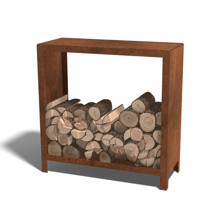 Ραφιέρα καυσόξυλων από ατσάλι corten Indiana 100 x 100 x 40 cm