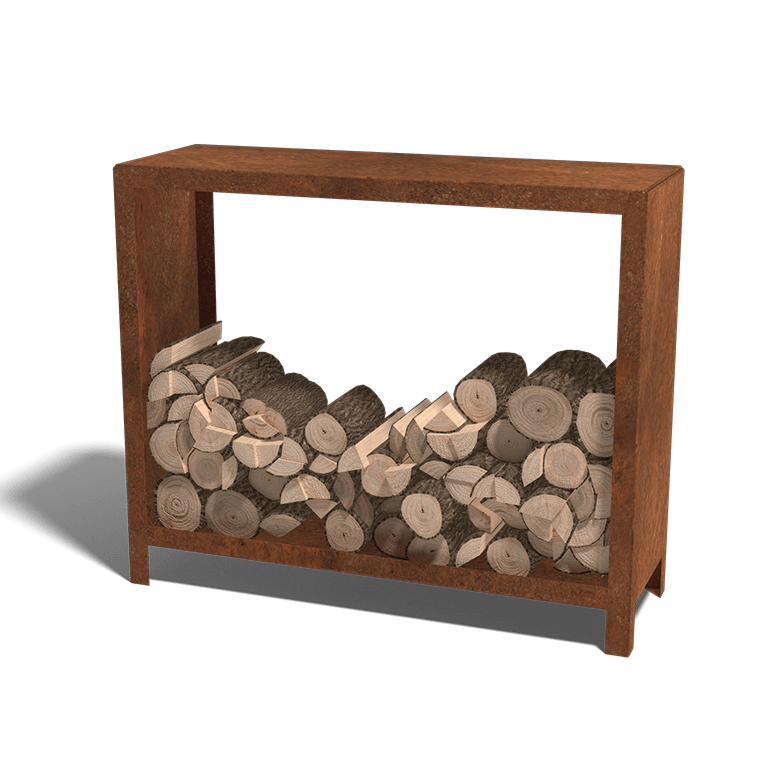 Ραφιέρα καυσόξυλων από ατσάλι corten Indiana 100 x 120 x 40 cm