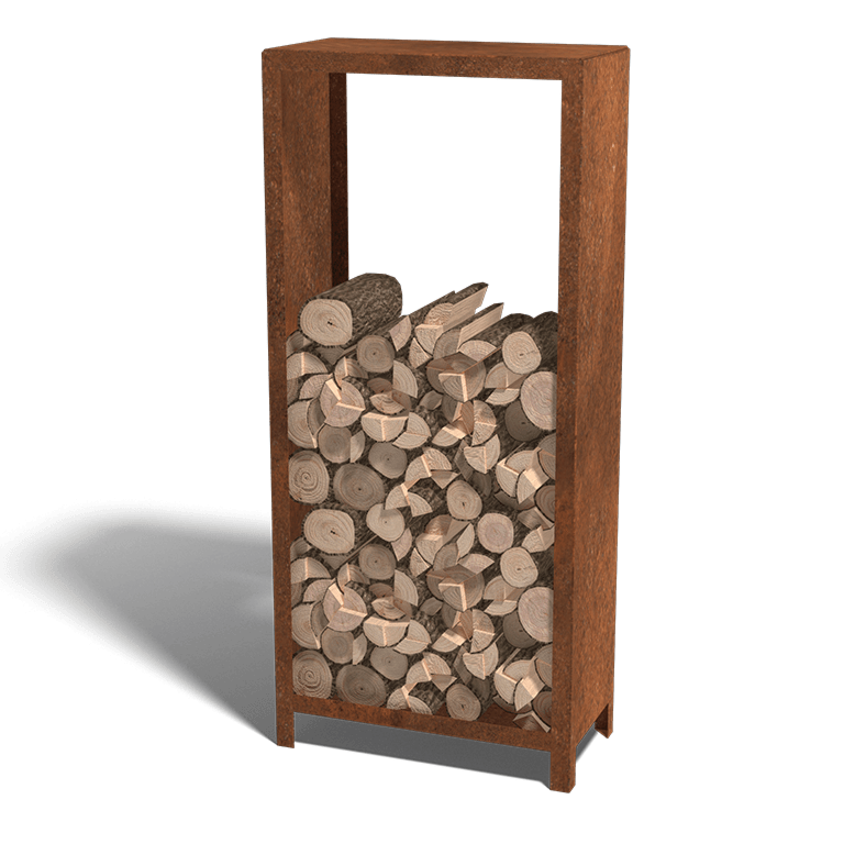 Ραφιέρα καυσόξυλων από ατσάλι corten Indiana 180 x 80 x 40 cm