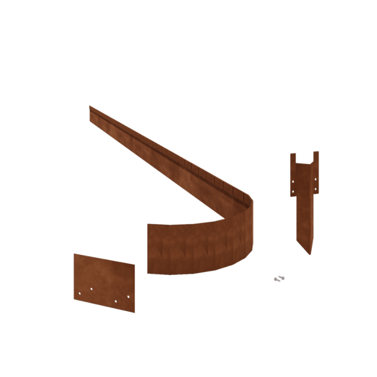 Χωρίσματα γκαζόν από ατσάλι corten επίπεδο FLEX 13 cm πλήρες σετ ανά 24 μέτρα