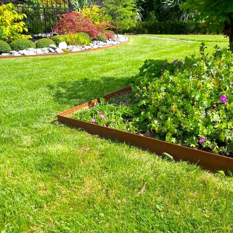 Χωρίσματα γκαζόν από ατσάλι corten επίπεδο 23 cm πλήρες σετ ανά 24 μέτρα