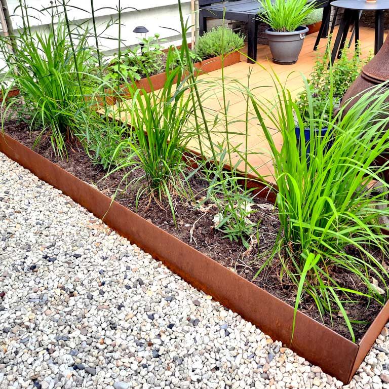 Χωρίσματα γκαζόν από ατσάλι corten επίπεδο 23 cm (μήκος 240 cm)