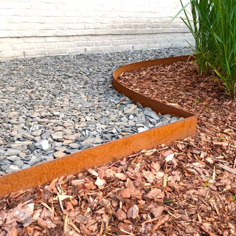 Χωρίσματα γκαζόν από ατσάλι corten ίσιο 15 cm πλήρες σετ ανά 15 μέτρα