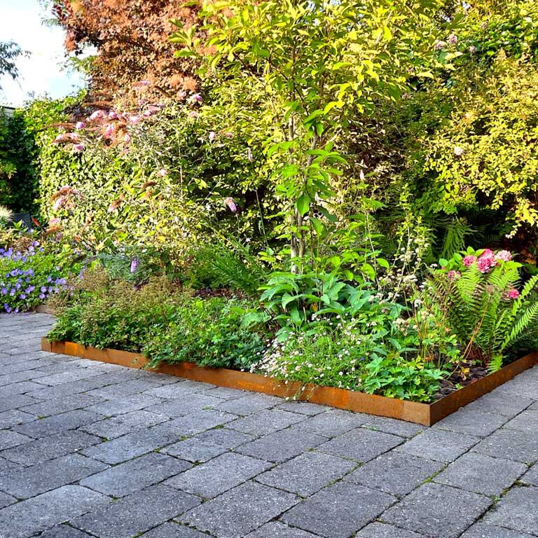 Χωρίσματα γκαζόν από ατσάλι corten ίσιο 15 cm πλήρες σετ ανά 15 μέτρα