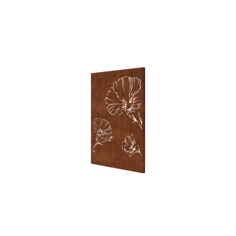 Πάνελ από ατσάλι corten παπαρούνα 120 x 6 x 190 cm