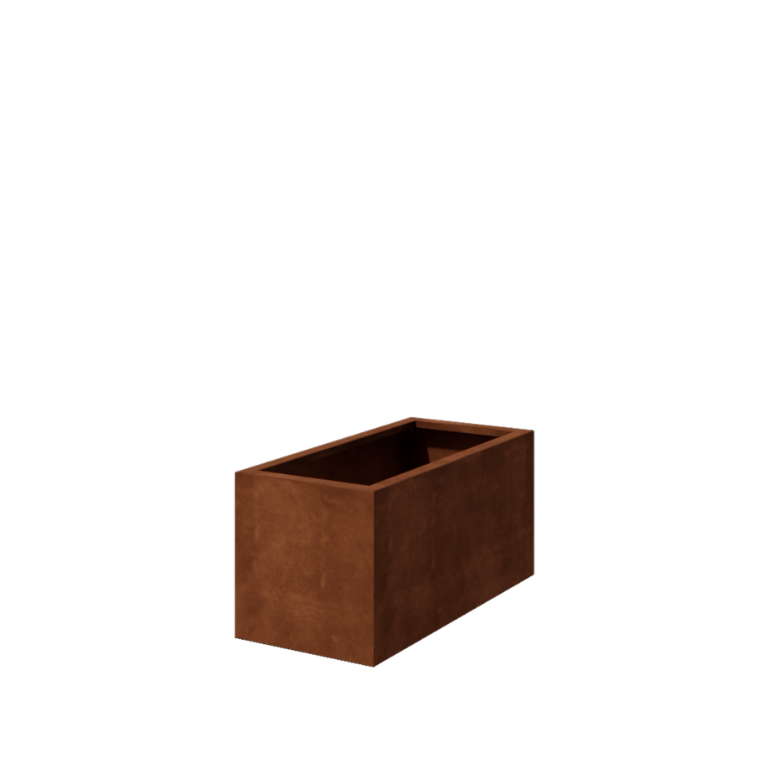 Ζαρντινιέρα από χάλυβα Corten - Ορθογώνιο - 100 x 50 x 50 cm - Συγκολλημένο - Με πλάκα βάσης