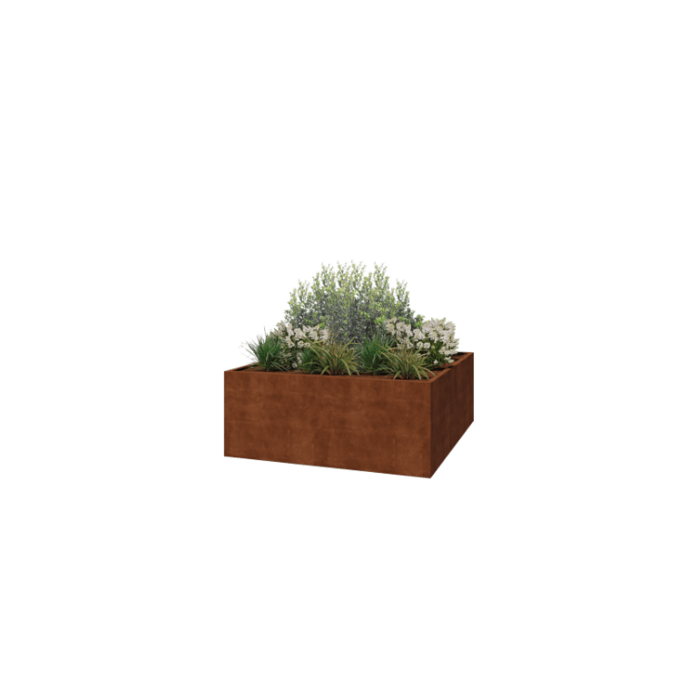 Ζαρντινιέρα από χάλυβα Corten - Τετράγωνο - 200 x 200 x 80 cm - Συγκολλημένο - Χωρίς πλάκα βάσης