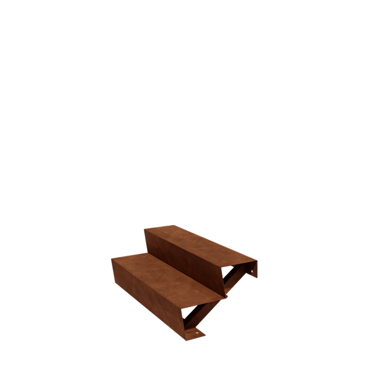 Σκάλα κήπου από χάλυβα Corten - 2-σκαλοπάτι - 48 x 100 x 34 cm