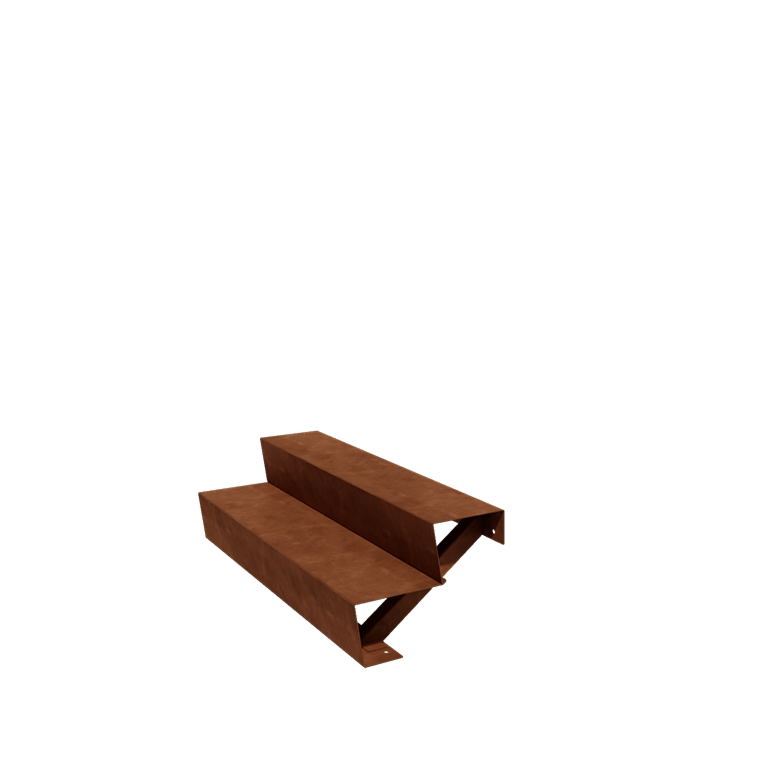 Σκάλα κήπου από χάλυβα Corten - 2-σκαλοπάτι - 48 x 120 x 34 cm