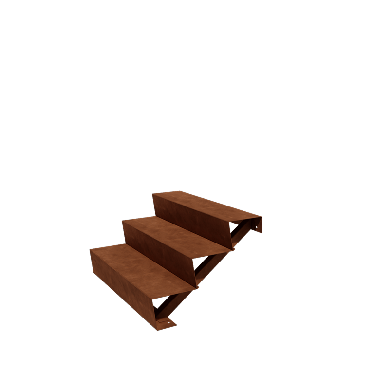 Σκάλα κήπου από χάλυβα Corten - 3-σκαλοπάτι - 72 x 100 x 51 cm