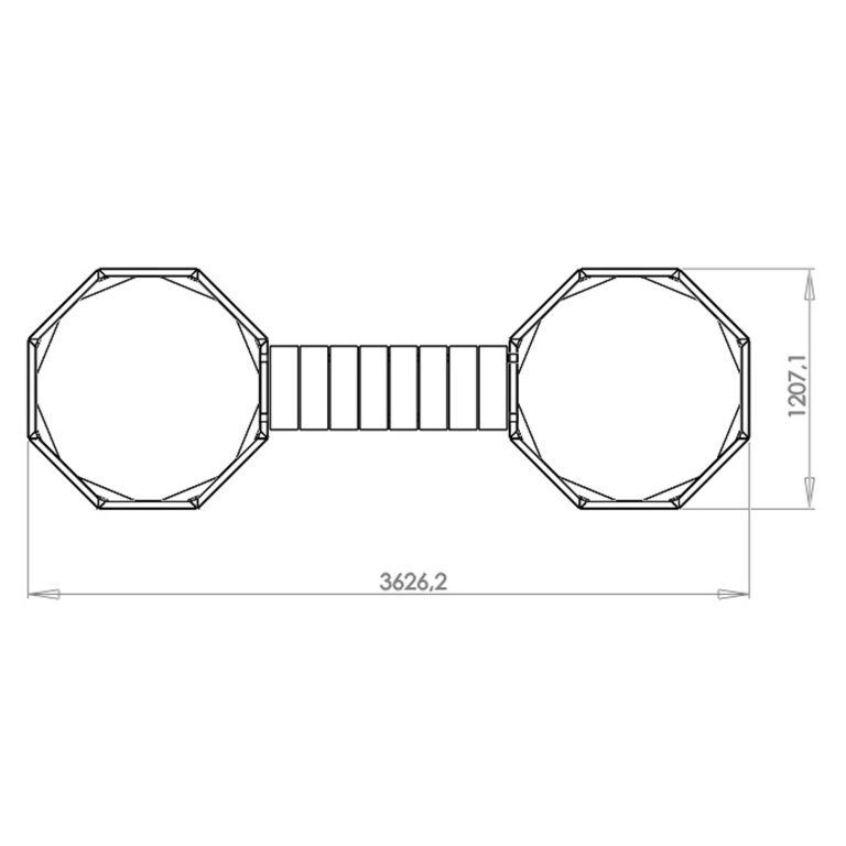 Ζαρντινιέρα από χάλυβα Corten - Οκτάγωνο - 362,6 x 120,7 x 50 cm - Με παγκάκι - Χωρίς πλάκα βάσης