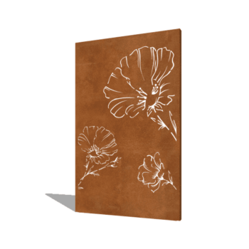 Πάνελ από ατσάλι corten παπαρούνα 120 x 6 x 190 cm