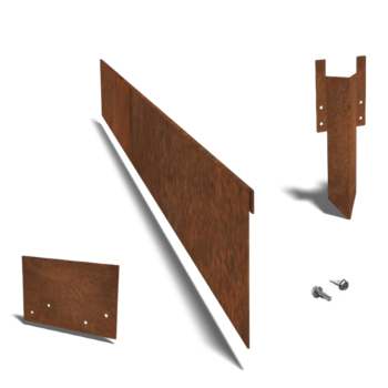 Χωρίσματα γκαζόν από ατσάλι corten επίπεδο 13 cm πλήρες σετ ανά 15 μέτρα