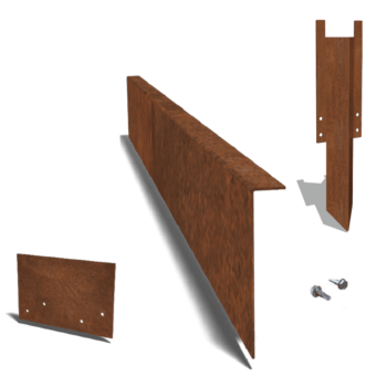 Χωρίσματα γκαζόν από ατσάλι corten γωνιακό 22 cm πλήρες σετ ανά 15 μέτρα