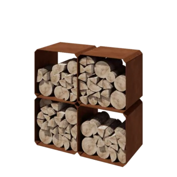 Αποθήκευση ξύλου από χάλυβα Corten - Colorado 4 τεμάχια - 40 x 40 x 40 cm